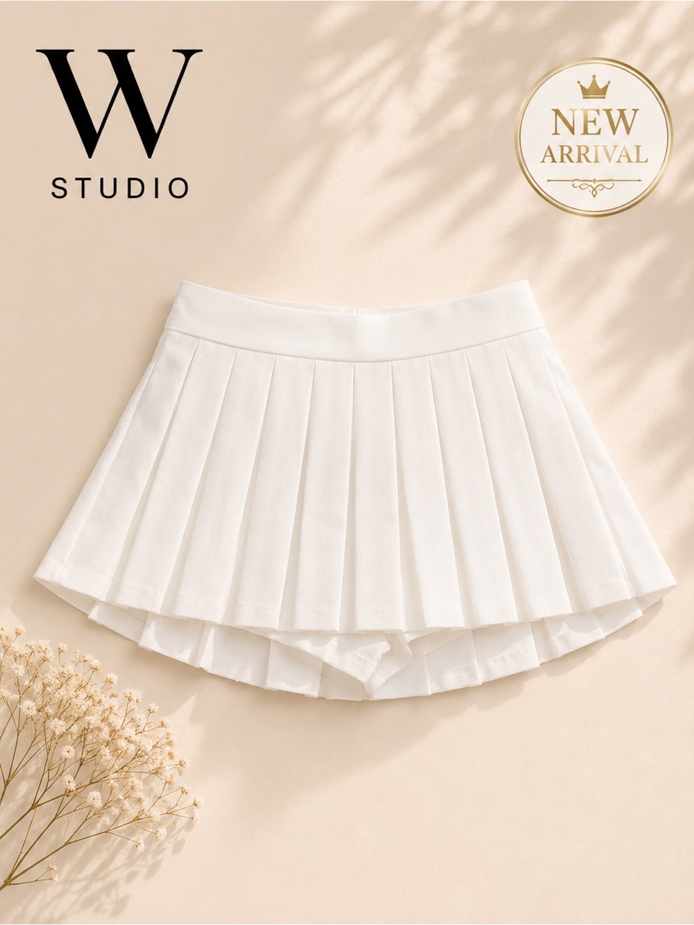 🤍 W Studio White Pleated Skort 🤍